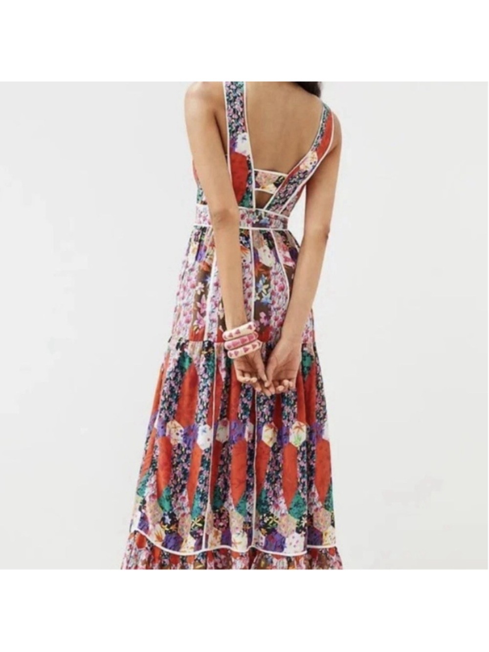 Anthropology Floral Maxi Sundress Peasant Boho Patchwork Dress Sz 4